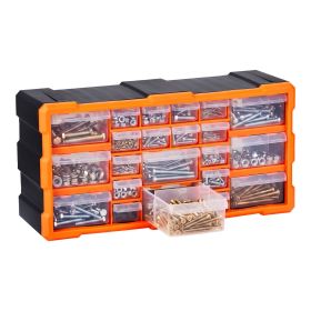 22-Drawer Storage Organizer, Plastic, Drawer Storage Cabinet for Garage Organization, Stackable Small Parts Organizer, Wall-Mounted Toolbox