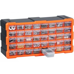 40-Drawer Storage Organizer, Plastic, Drawer Storage Cabinet for Garage Organization, Stackable Small Parts Organizer, Wall-Mounted Toolbox