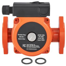 009-BF5-J Hot Water Recirculating Pump, 110V, 180W 10 GPM Hot Water Circulation Pump, 3/4" NPT Flange 3-Speed Circulator Pump
