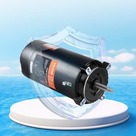 1.5 H P Pool Pump Motor, 56J Frame, 115V 13.6 Amps 230V 6.8 Amps 3450 RPM, 60Hz, 1.3 Service Factor, 90uF 250V Capacitor, CCW Rotation Round Flan (Option: Black)